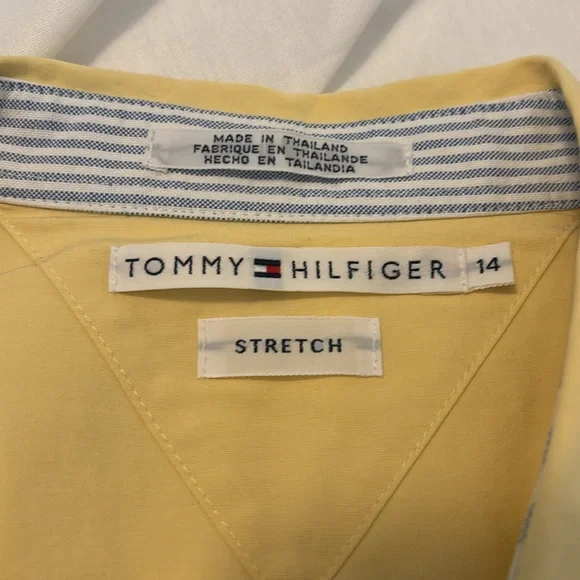 VTG Tommy Hilfiger Y2K butter Yellow Sleeveless Button Down Shirt SZ 14 preppy - Picture 3 of 12